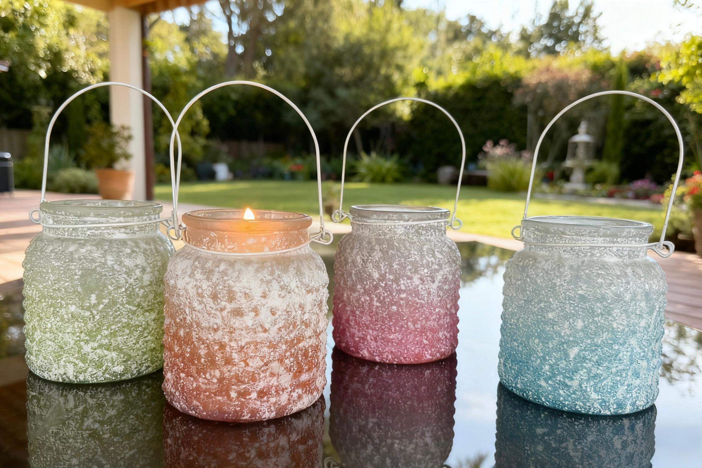 Frosted Large Glass Jar Candle with Handle